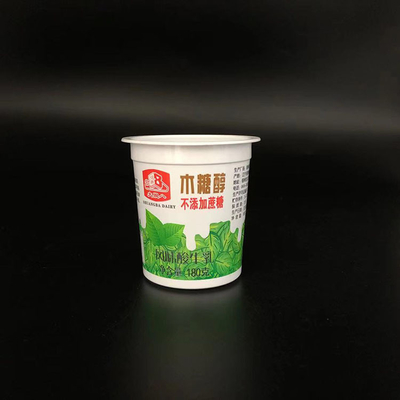 Чашка напитка молока йогурта чашек качества еды пластиковая подгонянная 180ml пластиковая с крышкой алюминиевой фольги